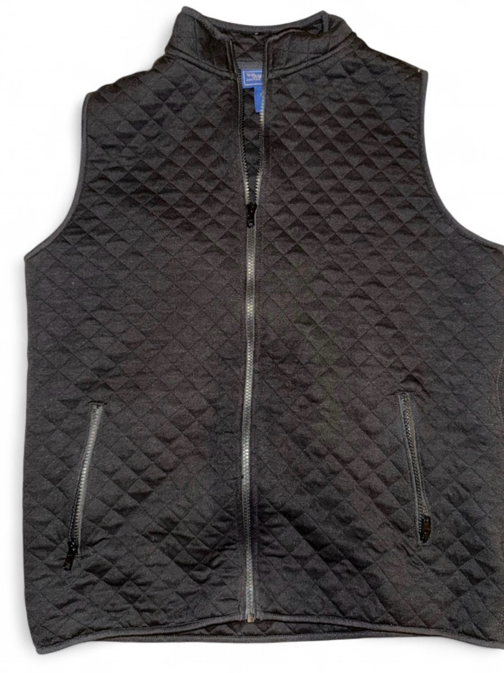 Wilkens Bros Black Quilted Golf Vest Mens M Full Zip Lightweight Pockets